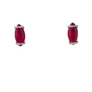 Vintage Sterling Silver 925 Red Resin Marquise Stud Earrings
